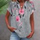 thumbnail image 2 of Vestidos Casuales Para Mujer, Blusas De Mujer De Moda Camiseta informal de manga corta con cuello en V y botones para mujer, 2 of 5