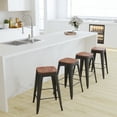 thumbnail image 5 of Merrick Lane 24 Inch Tall Stackable Black Metal Bar Counter Stool With Textured Elm Wood Seat In Set Of 4, 5 of 16