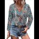 thumbnail image 1 of Blusas Casuales de Larga con Cuello en V y Estampado Bohemio para Mujer 1-Colores Mezclados XL, 1 of 9
