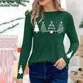 thumbnail image 4 of Enjoytime Women's Blouses Christmas Tree Printed Round Neck Long Sleeve Tops Fashion Casual Loose Plus Size Shirts Trendy Fall Winter Clothing Green XXXXXL, 4 of 5