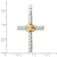thumbnail image 2 of 925 Sterling Silver and Gold-tone Polished Religious Faith Cross Pendant Necklace 41.7x24mm Wide 7.2mm Thick Pendant for, 2 of 2