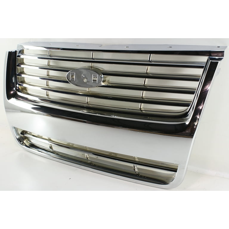 Grille Assembly Compatible With 2006-2008 Ford Explorer Chrome Shell and  Insert