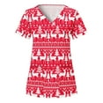 thumbnail image 1 of LSLJS Christmas Scrub Tops Women Plus Size Printed V-Neck Tee Shirts Work Scrubs Blouse Tops, Christmas Scrub Tops, 1 of 4