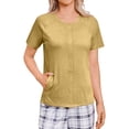 thumbnail image 6 of JoveMarine Women's Post-Surgery Short Sleeve Top with 4 Pockets Solid Color Round Neck Shirt Comfortable Recovery Wear for Daily Use Khaki XL, 6 of 9