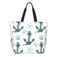 thumbnail image 1 of Fotbe Anchors And Shells Bolsa Tote Estética de Lona con Estampado para Mujer - Bolsa Reutilizable de Hombro Casual para Vacaciones, Compras, Trabajo y Gimnasio, 1 of 8