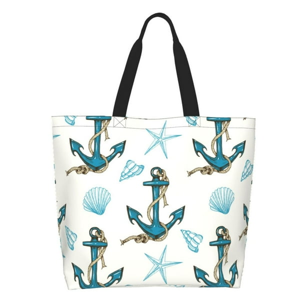 Easygdp Anchors And Shells Bolsas Tote para Mujer, Bolsos de Hombro para Viaje, Bolsos de Mano de Gran Capacidad para Compras y Trabajo