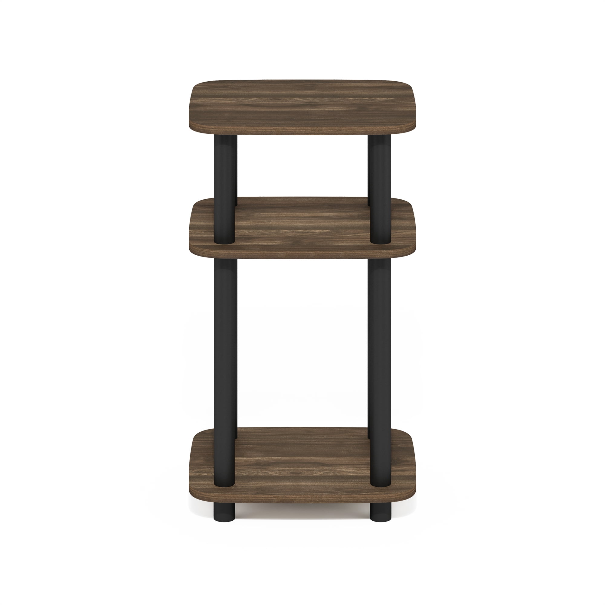 Furinno Just 3-Tier Turn-N-Tube Curve End Table, Side Table, 1-Pack, Columbia Walnut/Black