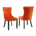 thumbnail image 5 of IVV Velvet Upholstered Dining Chairs Set of 2, Mid Century Modern Kitchen Side Chairs with High Back and Wood Legs for Dining Room Restaurant, Orange, 5 of 10