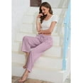 thumbnail image 2 of LYCY Women Soft Pajama Pants, Comfy Wide Leg Lounge Yoga Pants Stretch Sleeping knit Pajama Bottoms (Grey Purple, Small), 2 of 5