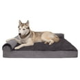 thumbnail image 3 of FurHaven Pet Products Plush & Velvet Memory Foam Deluxe L-Chaise Pet Bed for Dogs & Cats - Platinum Gray, Jumbo, 3 of 12