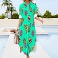 thumbnail image 3 of 2024 Cartoon Ice Cream Casual Dress Foodie Aesthetic Dresses Long Sleeve Trendy Chiffon Dress Womens V Neck Pattern Oversized Clothes, 3 of 7