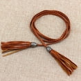 thumbnail image 3 of Women Solid PU Leather Braided Tassel Casual Thin Belts, 3 of 5