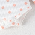 thumbnail image 6 of XUELUO Baby Girls Outfit Sets Summer Dots Print Crew Neck Long Sleeve Ribbed Rompers Bodysuitand Solid Color Pants Headbands Three Piece Holiday Wear,Pink,12-18 Months, 6 of 7