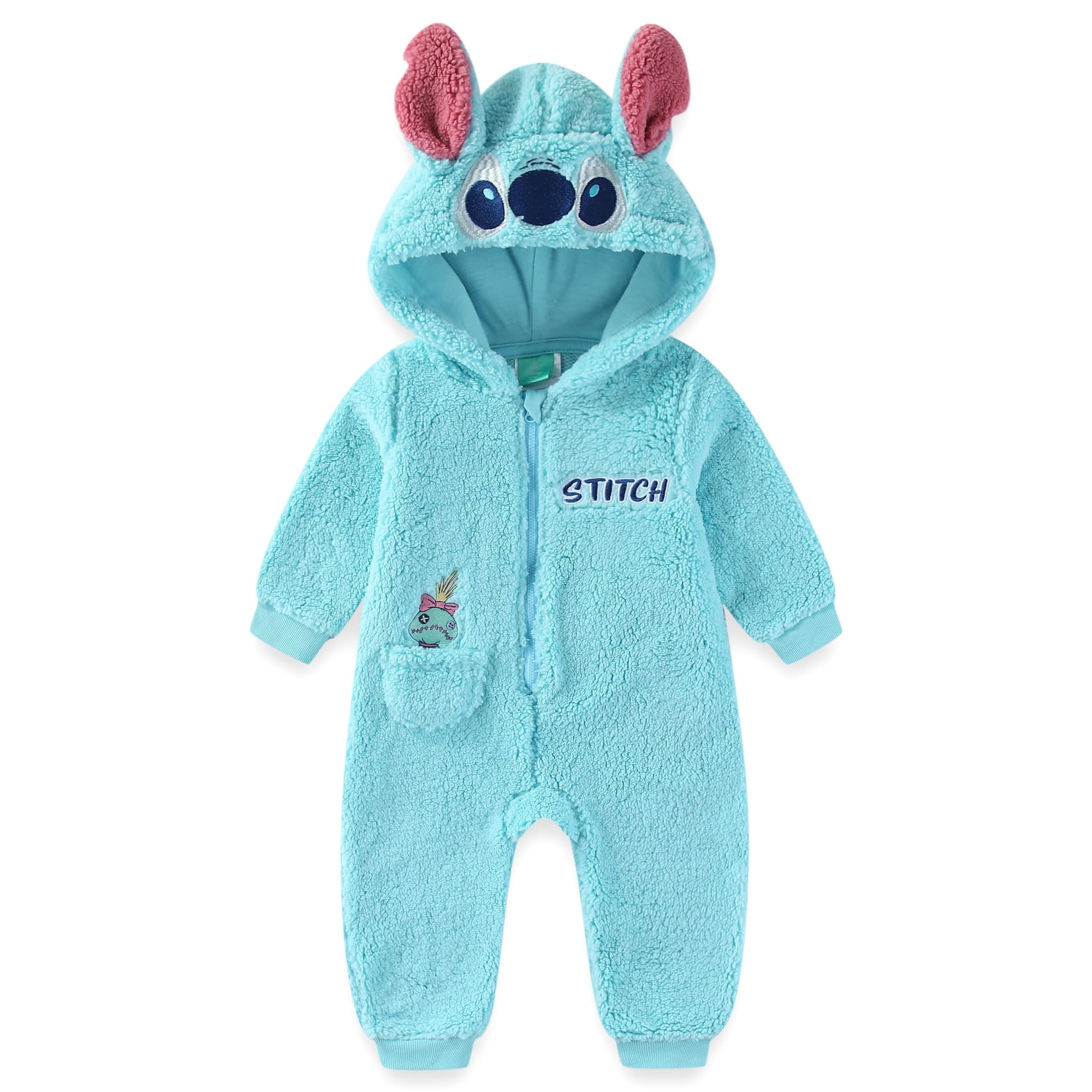 Disney Lilo & Stitch Sherpa Hooded Romper Coverall (Baby Boys), Sizes NB-24M