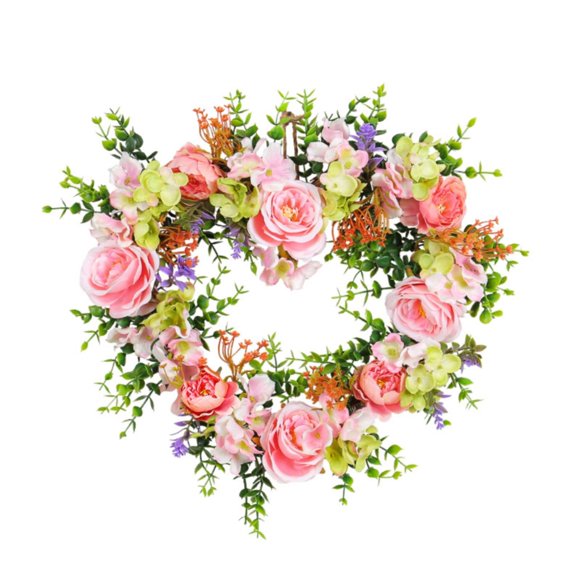 Idyllic Heart Shaped Wreath Floral Rose Artificial Garland Door Wreath For Home Wedding Decoration