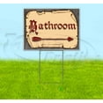 thumbnail image 1 of Medieval Fair Bathroom Right Arrow Red Scroll (18" x 24") Yard Sign, Includes Metal Step Stake, 1 of 6
