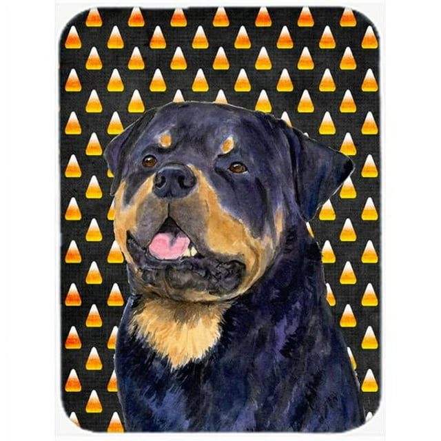 Carolines Treasures SS4317LCB Rottweiler Candy Corn Halloween Portrait Glass Cutting Board- Large