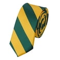 thumbnail image 1 of NYFASHION101 Men's 2" Skinny College Stripe Woven Tie, Forest Green/Gold, 1 of 1