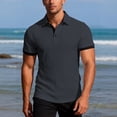 thumbnail image 2 of Yifymode Men's Textured Knit Short Sleeve Polo Shirt, Contrast Collar Regular Fit Everyday Casual Top Dark Gray 3XL, 2 of 6
