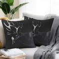 thumbnail image 2 of Waterproof Throw Pillow Covers Set of 2, 16x16 Inch Black Deer Bird Decorative Pillowcases Outdoor Pillow Slip Cushion Covers Set for Couch Tent Retro Modern Silhouette Wildlife, 2 of 7