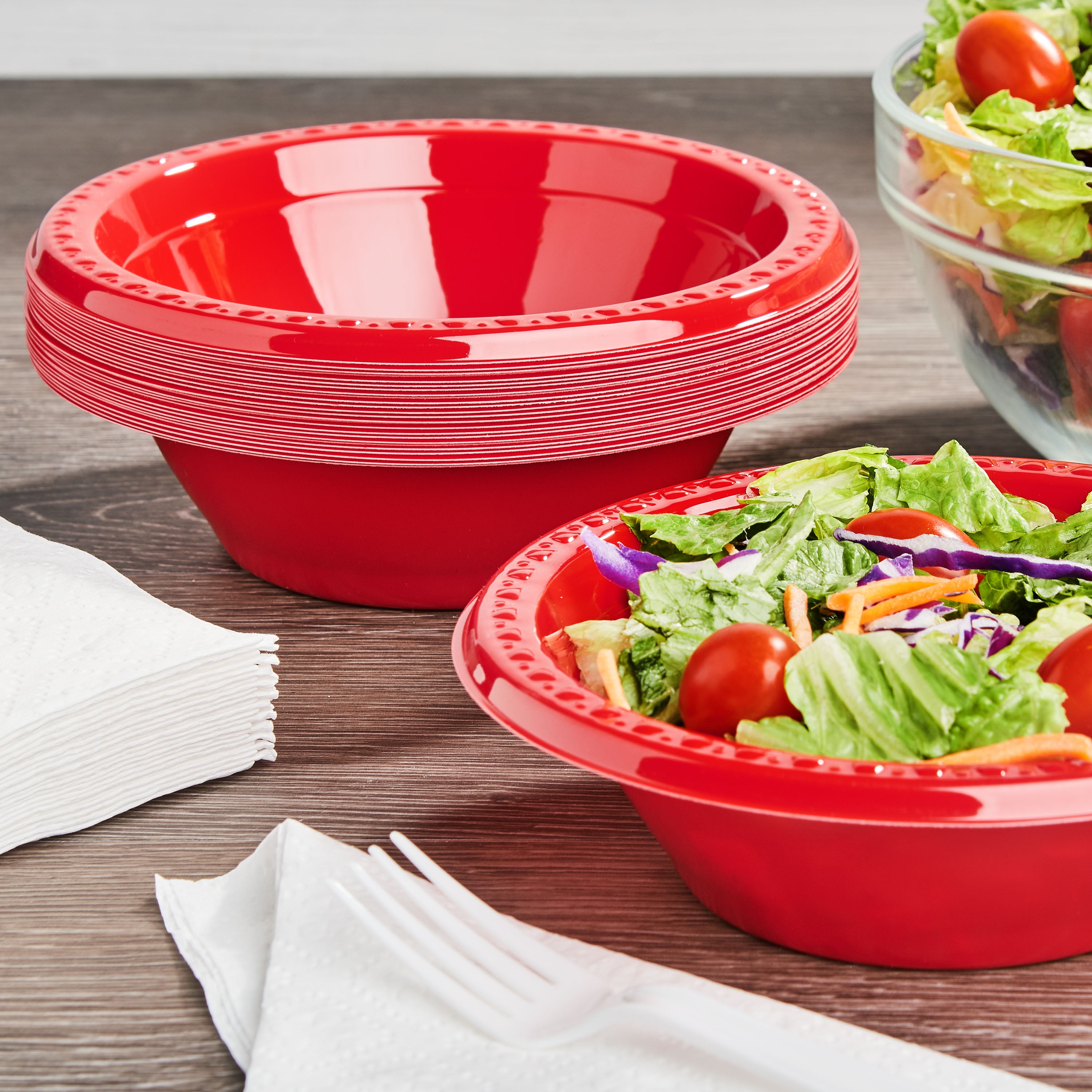 Solo Disposable Plastic Bowls, Red, 20 oz, 22 count ( 2 pack) New