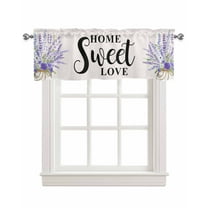 Lavender Purple Linen Curtain Valance for Bedroom/Bathroom/Kitchen/Living/Dining Room Window,Watercolor Bottle Floral Inspirational Quote Pocket Topper Drapes Decorative Cafe Drapery Panel 60"x18"