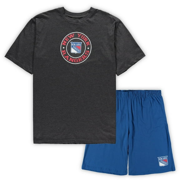 Men's Concepts Sport Blue/Heathered Charcoal New York Rangers Big & Tall T-Shirt & Shorts Sleep Set