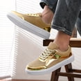 thumbnail image 6 of Golden & White Casual Sneakers - Stylish Low Top Sneakers |Golden White Sneakers|Laceup Closure with Lace-Up Closure, Mesh & Microfiber Upper, EVA Sole, All-Season Comfort, Casual Wear Sneakers, 6 of 9