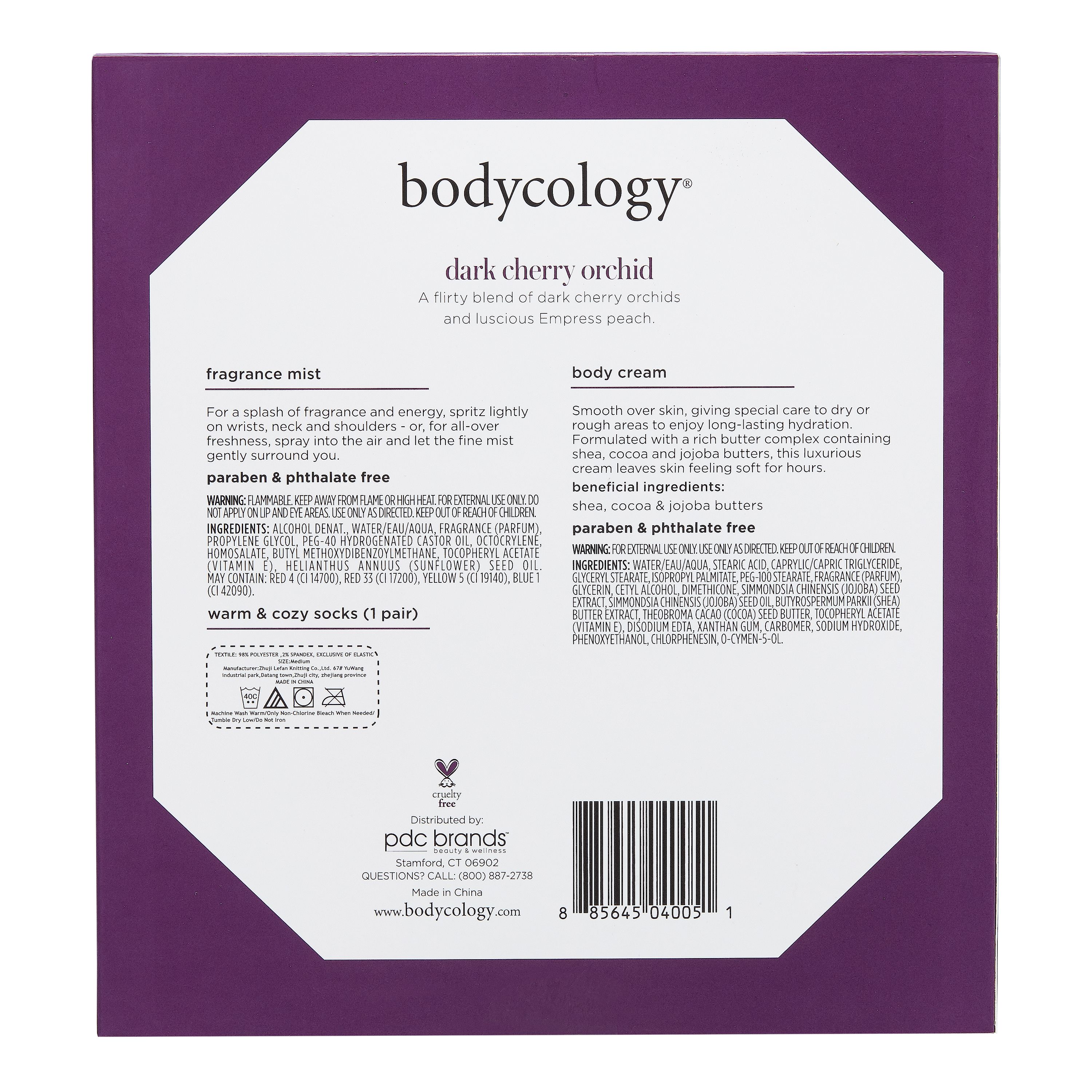 Bodycology 3-Piece Dark Cherry Orchid Fragrance Gift Set with Warm Socks - image 4 of 4