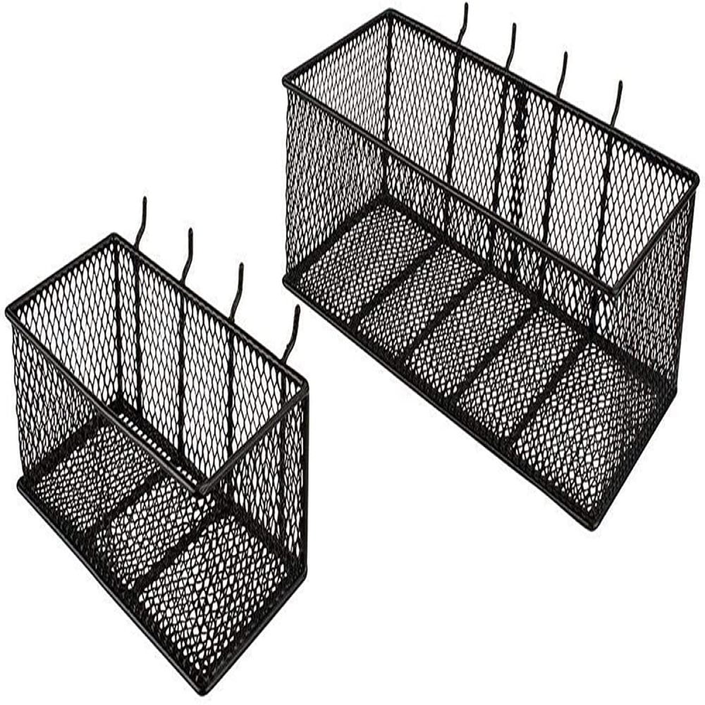 PEGBOARD BASKETS 2 Pack Steel Wire Mesh Garage Wall Organizer Storage Bins Black