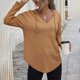 thumbnail image 4 of Sudadera con capucha para mujer, de manga larga, con cuello en V, sudadera con capucha, parte superior lisa con cordón, 4 of 6