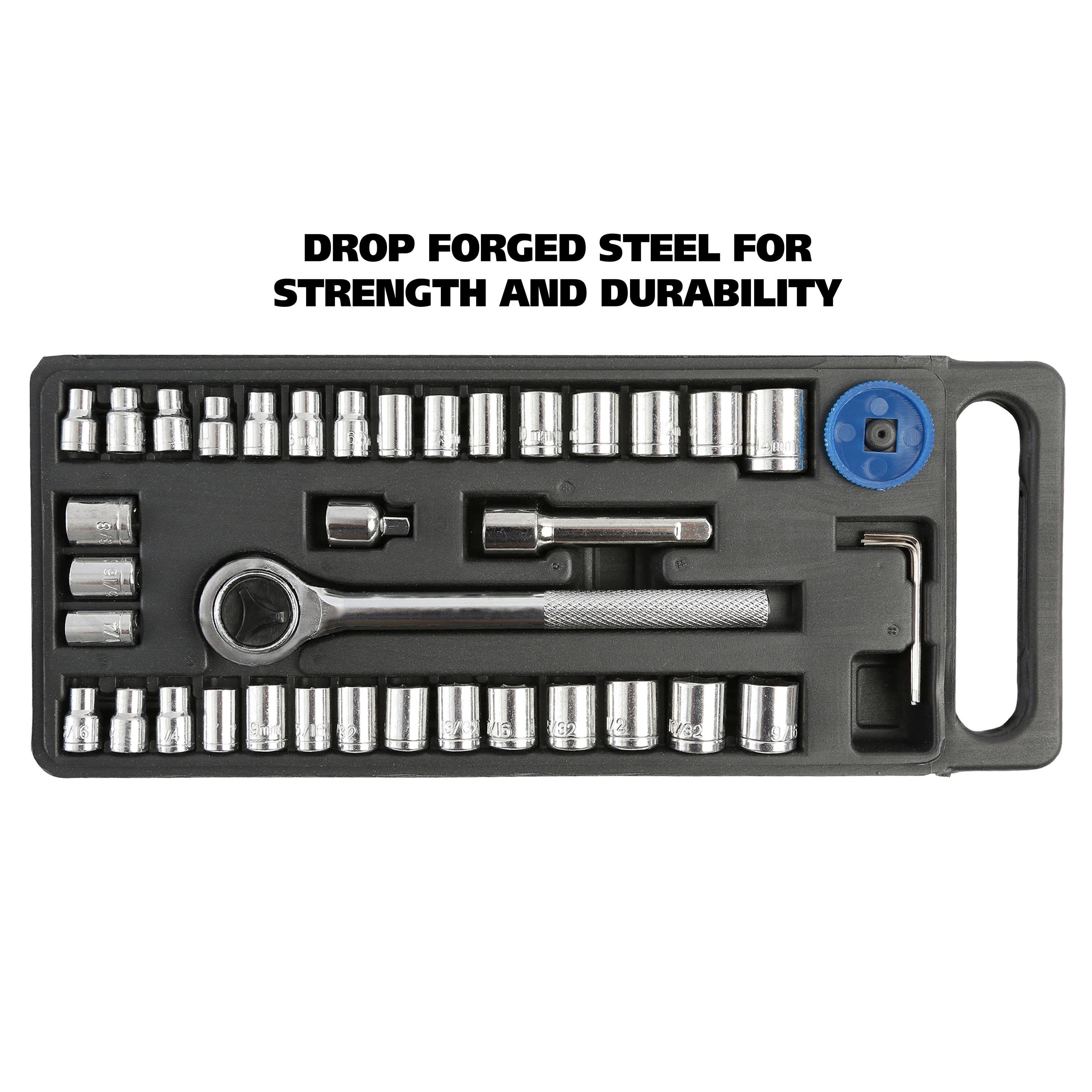 GreatNeck Ratchet and Socket Set, 1/4" & 3/8" Drive, 40 Pieces