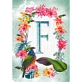 thumbnail image 2 of America Forever Summer Floral Wreath Monogram House Flag Letter F 28 x 40 inches Parrot Macaw Hibiscus Palm Leaves Double Sided Vertical Outdoor Yard Lawn Decorative Tropical House Flag, 2 of 7