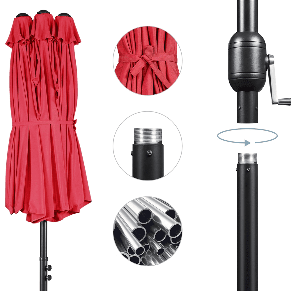 Renwick 13 FT Triple-Size Extra Large Patio Umbrella with Crank, Red