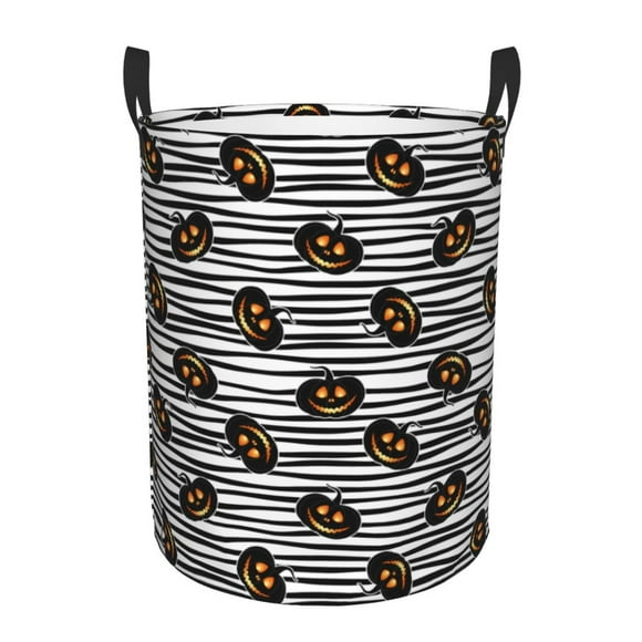 Balery Haloween Pumpkins Cesta de ropa redonda con asas, impermeable, independiente, para ropa, juguetes, dormitorio y familia-Small