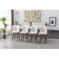 thumbnail image 4 of Guyou 27.5"Counter Height Bar Stools Set of 2, Nailhead Trim Linen Barstools with Back and Wood Legs, 360°Swivel Upholstered Stool Chairs for Kitchen Island Breakfast Bar Restaurant, Cream, 4 of 16