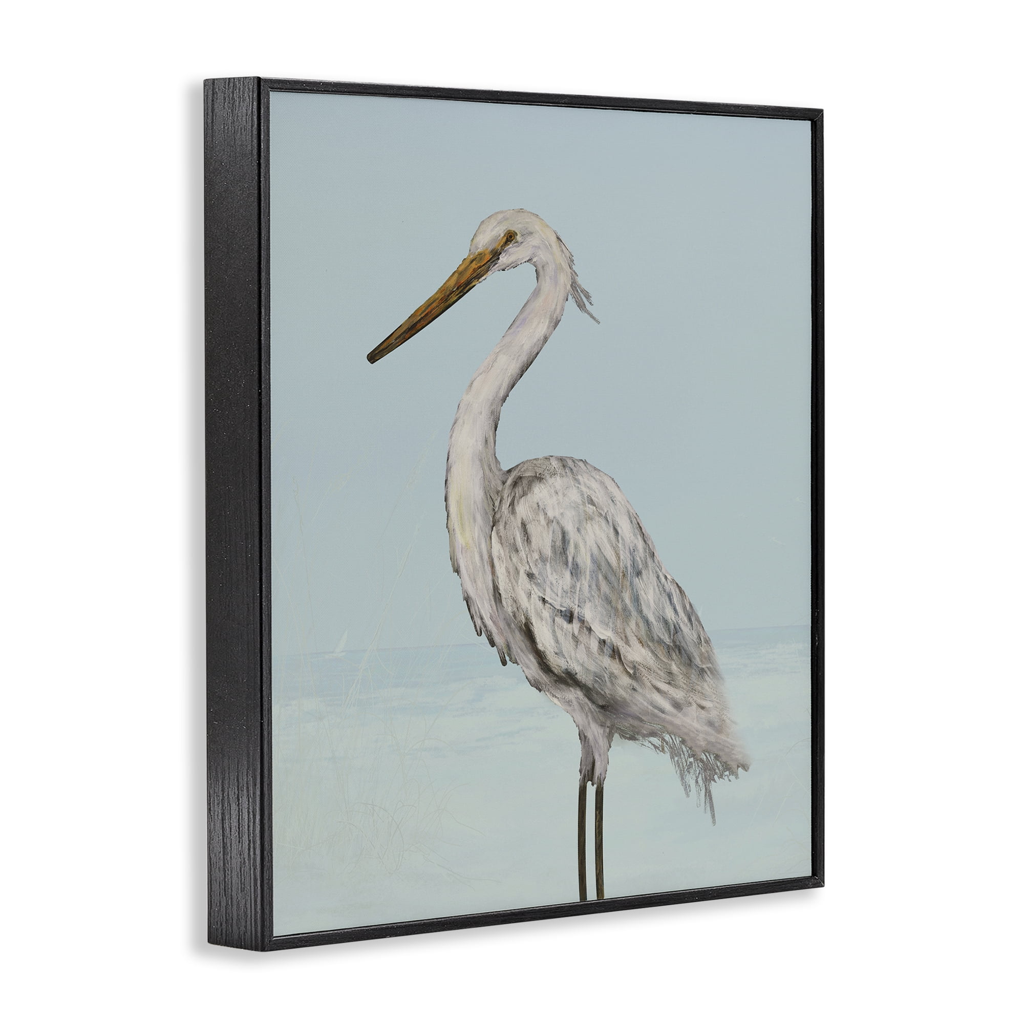 Stupell Industries Coastal Heron Muted Blue Black Framed Giclee Art, design by Julie DeRice