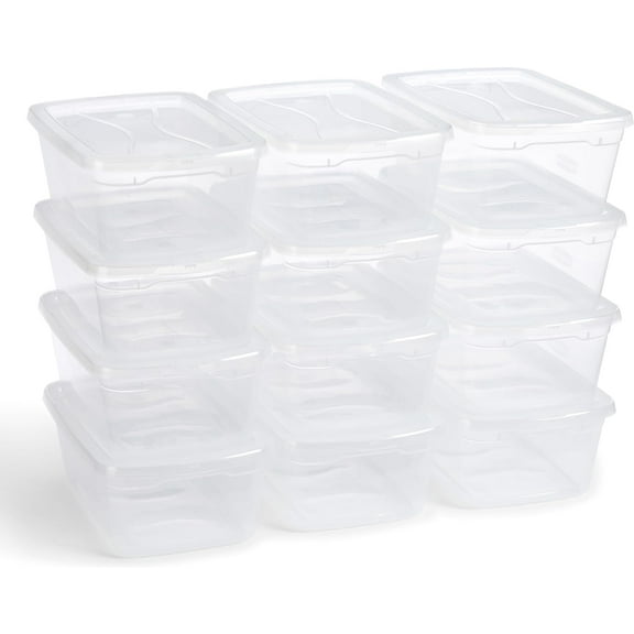 VibrantEcho Cleverstore 6 Qt Clear Storage Bins with Latching Lids, 12-Pack, Stackable, BPA-Free, Made in USA
