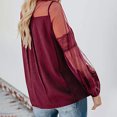 thumbnail image 3 of Fall !gakvbuo Women Fashion Lace Patchwork Long Sleeve Blouse Casual Loose Tops T-Shirt, 3 of 9