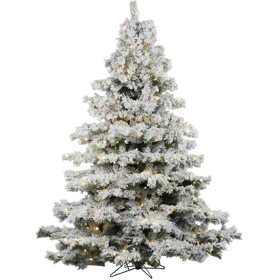 Vickerman Pre Lit 5 5 Flocked Alaskan Artificial Christmas Tree Led Warm White Lights Walmart Com