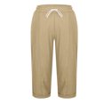 thumbnail image 2 of Fnooota Cotton Linen Capri Pants for Women, Straight-leg Casual Summer Relaxed Fit Womens Capris Khaki Size S-2XL, 2 of 5