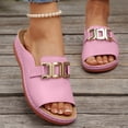 thumbnail image 4 of Xdegoge Women's Flat Slide Sandals Open Toe Summer Shoes Metal Buckle Slip On Casual Beach Vacation Comfortable Daily Walking Footwear, 4 of 8