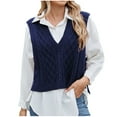 thumbnail image 2 of Women's Fashion Casual New Style Slim V-Neck Sleeveless Waistcoat Knit Sweater Top for Women Stylish Knit Vest Cardigan Sleeveless Sweater Top, 2 of 7