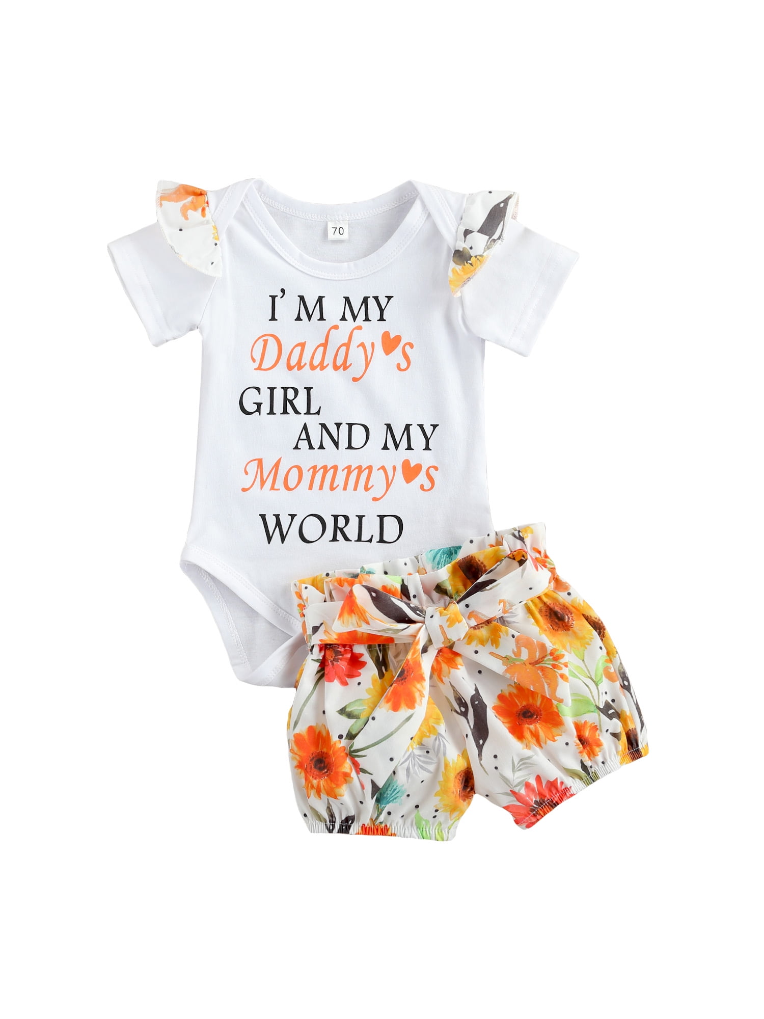 Yinyinxull Baby Girl Clothes I M My Daddy S Girl And My Mommy S World Romper Pants Outfits 12 18 Months Walmart Com