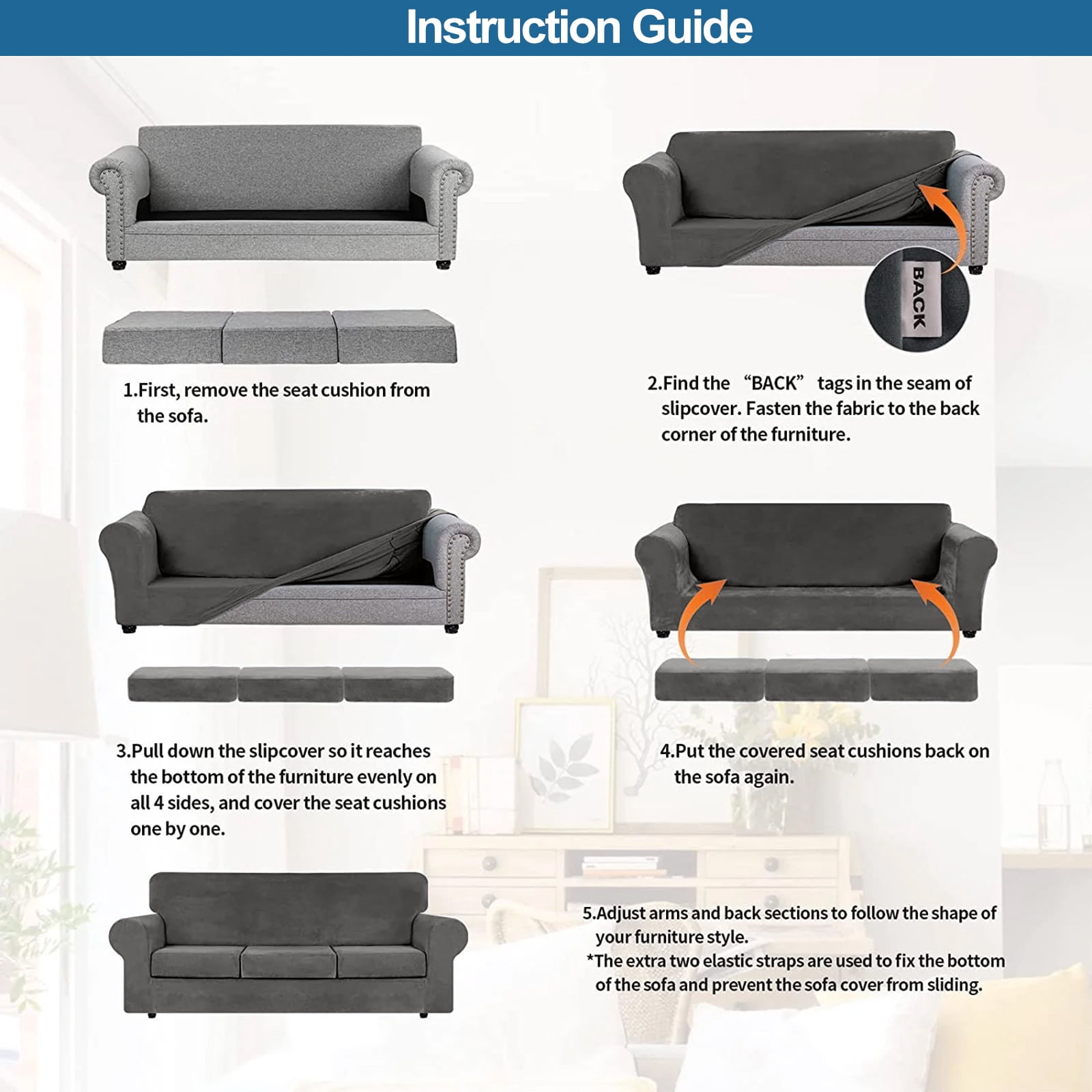 Sanmadrola Sofa Cover Slipcover Couch Cover Set for Chair Super Stretch Universal Slip Cover Furniture Protector 2 Pieces