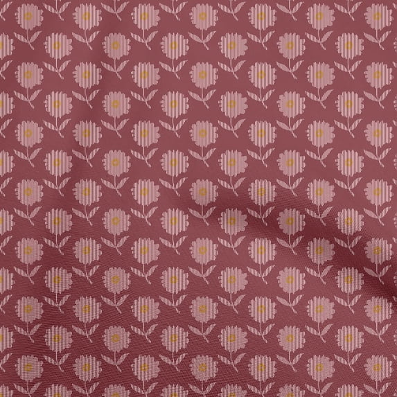 oneOone Silk Tabby Maroon Fabric Floral With Lines Sewing Fabric By The Yard Printed Diy Clothing Sewing Supplies 42 Inch Wide
