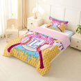 thumbnail image 2 of Erosebridal Ice Cream Baseball Print Twin Comforter Sets 3-Piece For Kids,Boys Sport Theme Personalized Initial L Bedding Set,Pink Reversible, 2 of 6