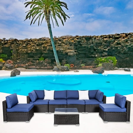 Sectional Patio Set - Kinbor 7pcs Outdoor Patio Furniture Sectional Pe Wicker Rattan Sofa Set