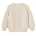 thumbnail image 3 of Sentuca Girls Sweaters,Cardigan for Toddlers 3D Floral Openwork Knit Cardigan Round Neck Long Sleeve Solid Color Comfortable Cardigan Sweaters Size 2-3Y Beige, 3 of 7