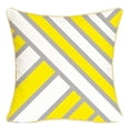 thumbnail image 2 of Funda de almohada decorativa geométrica contemporánea gris, amarilla y negra, cuadrada, de 45 x 45 cm. Tiras diagonales, 2 of 8